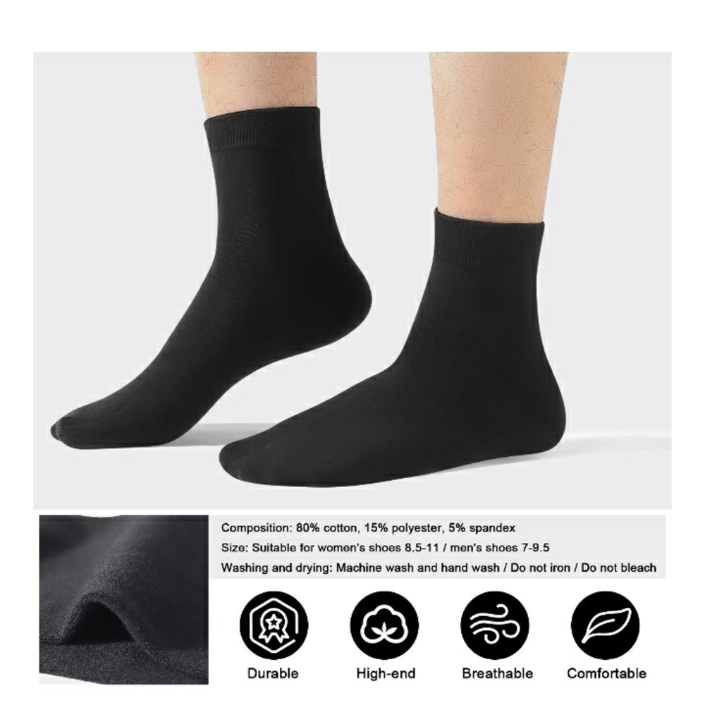 6 Pairs Black Socks Crew Softest Comfort Dress Casual Athletic 🤍 NWT - Picture 3 of 9